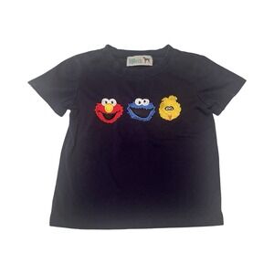 Vintage Bbreids Sesame Street Navy Embroidered Character T Shirt Kids Sz 3T